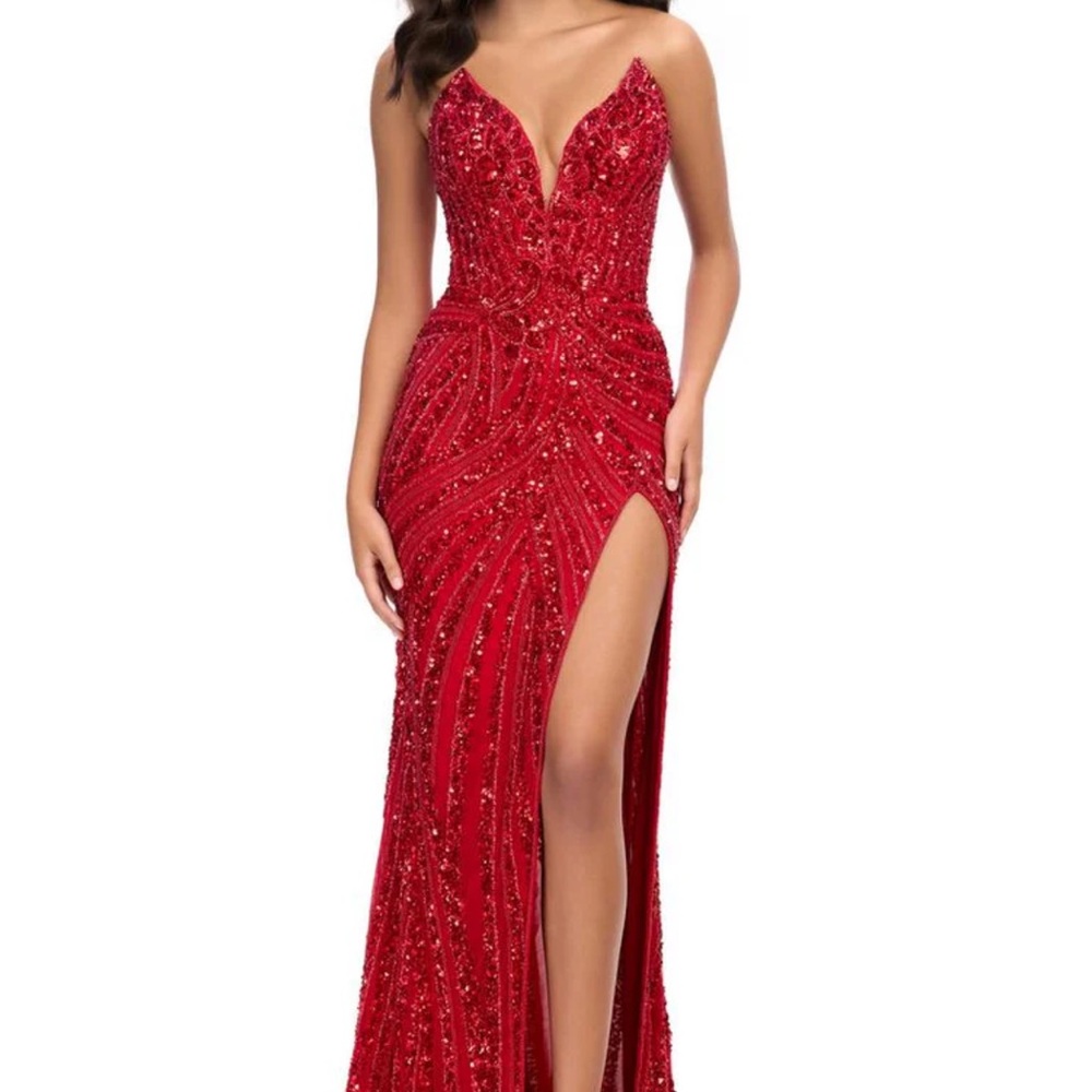 Elegant Red Sequin Prom Dress
